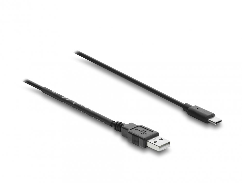 Imagine Cablu alimentare USB-A la USB type C cu switch ON/OFF T-T 1.5m, Delock 81659