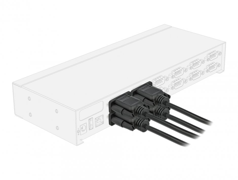 Imagine Cablu prelungitor serial RS-232 D-Sub 9 pini T-M 2m Negru, Delock 86579