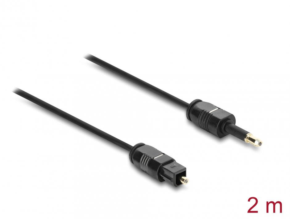 Imagine Cablu audio optic mini Toslink 3.5 mm la Toslink 2m Negru, Delock 90920