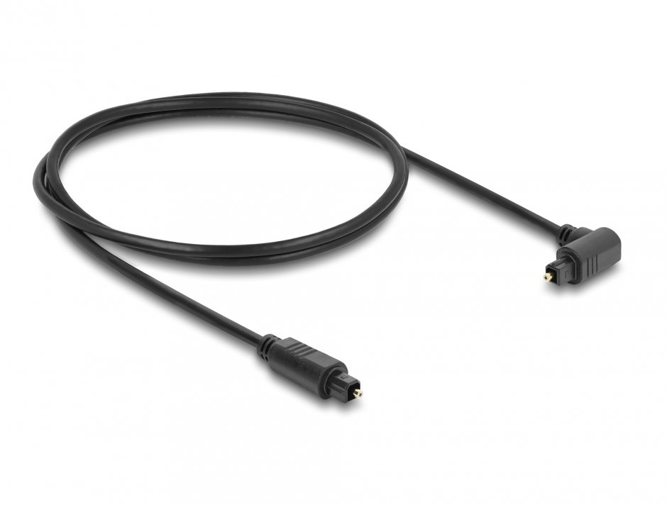 Imagine Cablu audio optic Toslink drept/unghi 90 grade 1m negru, Delock 90928