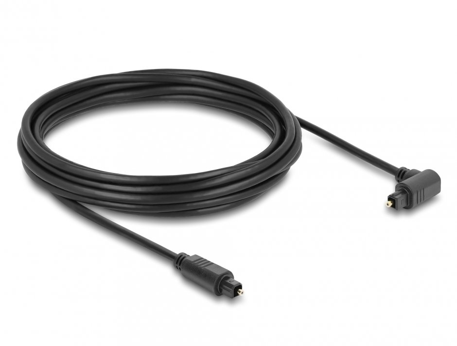 Imagine Cablu audio optic Toslink drept/unghi 90 grade 5m negru, Delock 90932