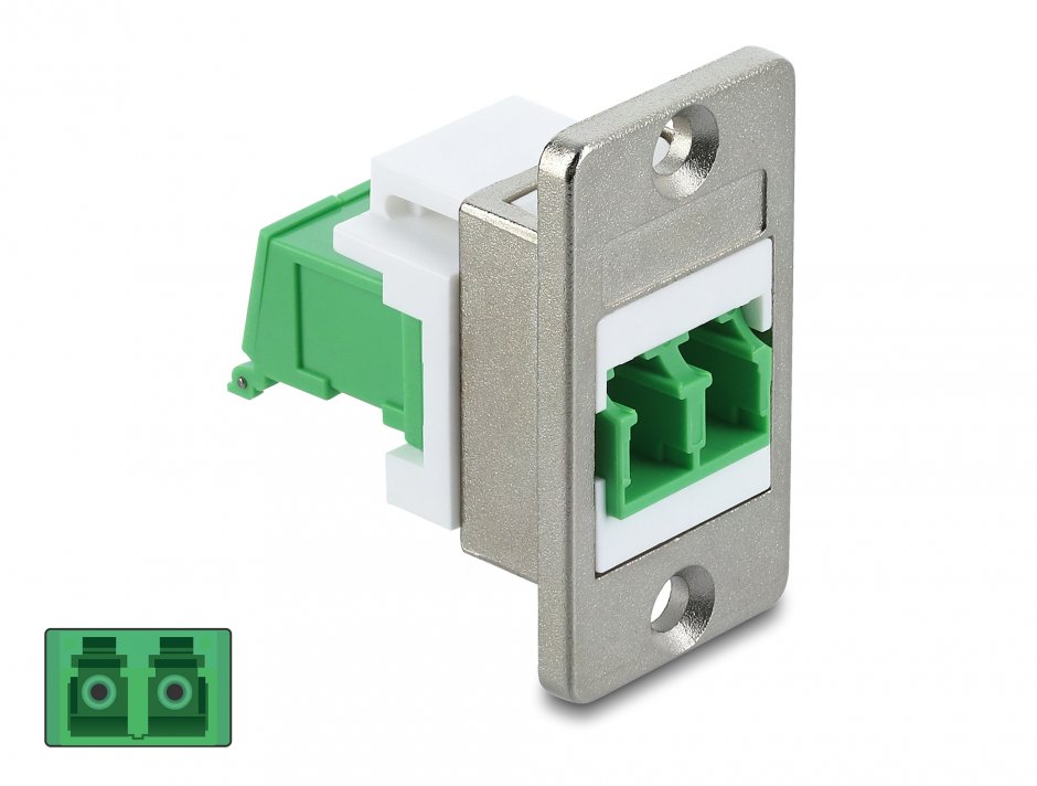 Imagine Modul fibra optica LC Duplex M-M montare panou Alb/verde, Delock 91088
