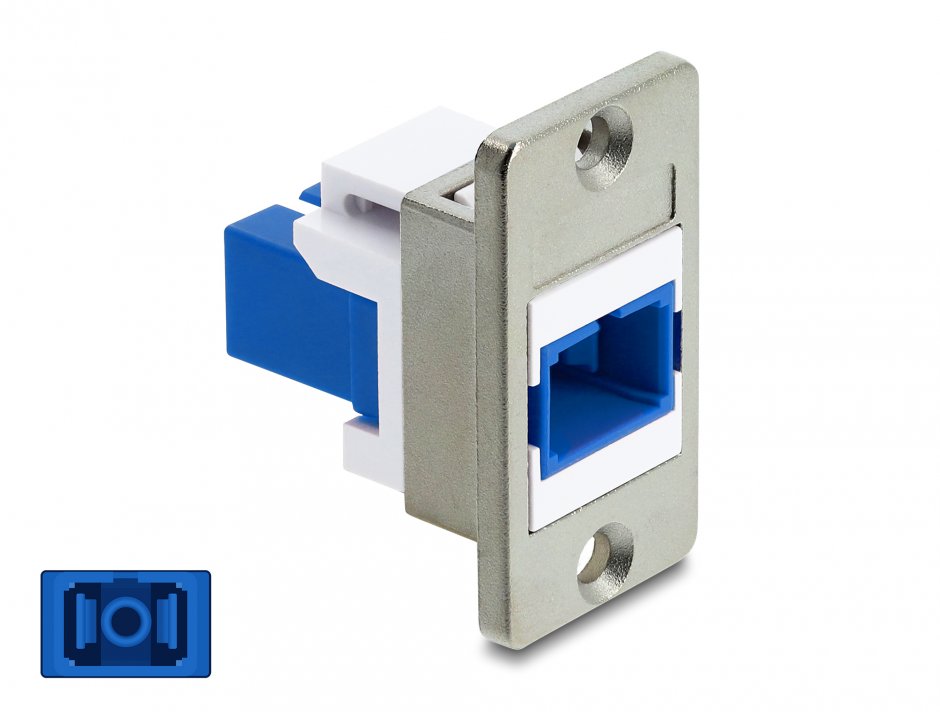 Imagine Modul fibra optica SC Simplex M-M montare panou Alb/albastru, Delock 91095