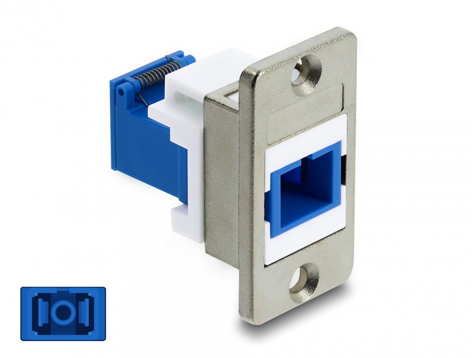 Imagine Modul fibra optica SC Simplex M-M montare panou cu laser protection flip Alb/albastru, Delock 91106