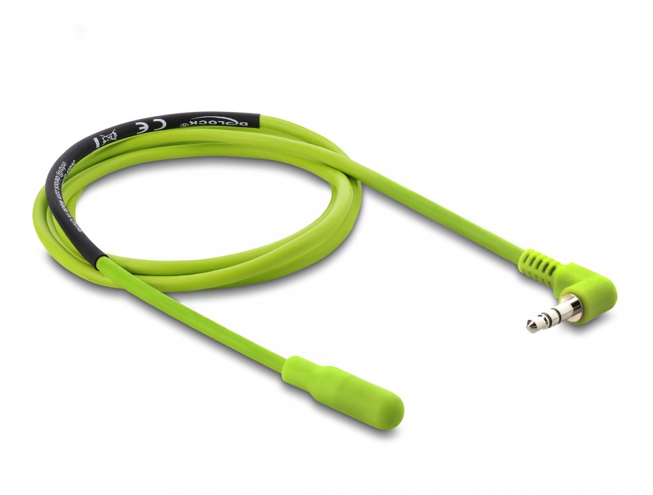 Imagine Senzor temperatura la 3.5 mm 3 pini stereo jack 90 grade DS18B20 1m, Delock 91394