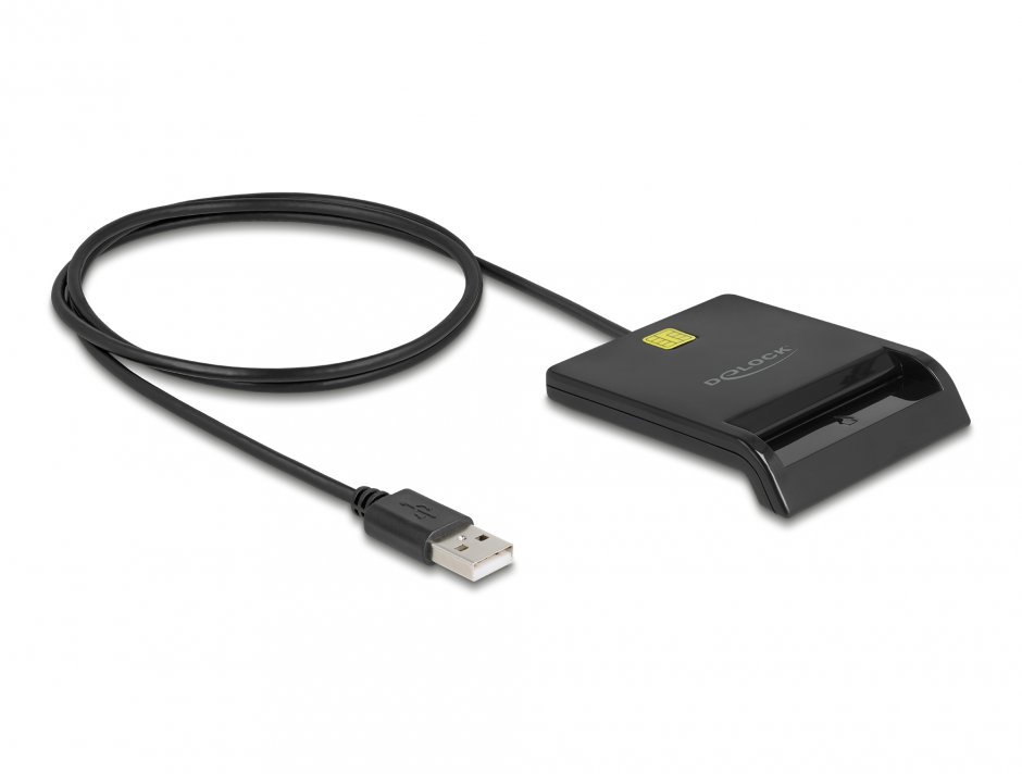 Imagine Card Reader USB 2.0 pentru carduri smart cu chip, Delock 91724