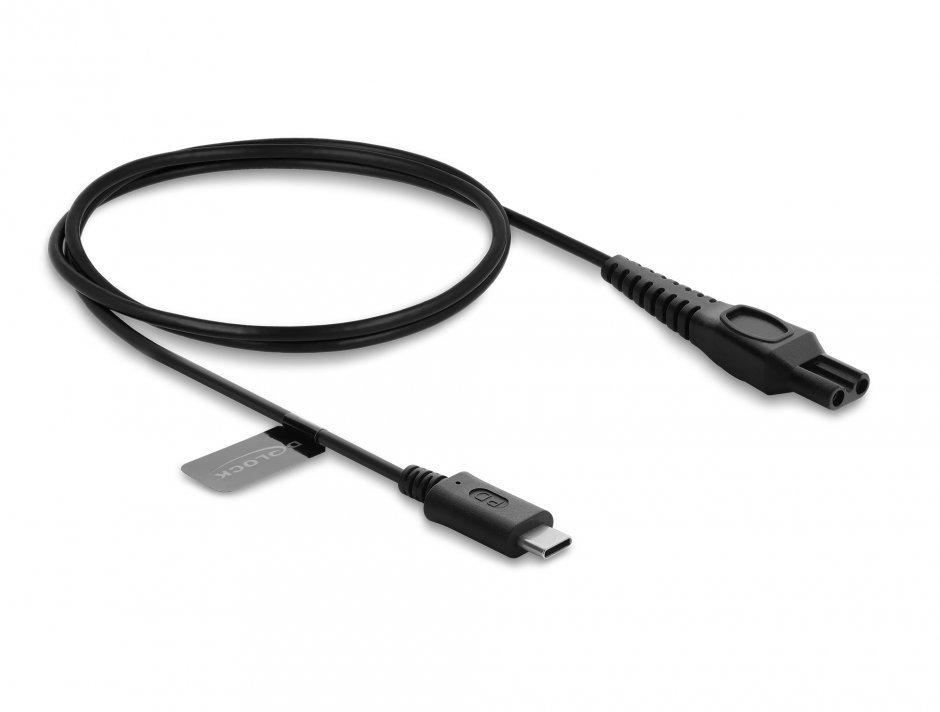 Imagine Cablu de alimentare USB type C 15V pentru aparate de ras electrice Philips OneBlade Pro 360 HQ7 HQ8 HQ9 1m, Delock 91752