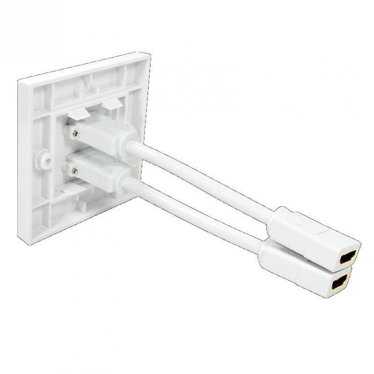 Imagine Priza de perete 2 porturi HDMI 4K30Hz Alb, LogiLink AH0015