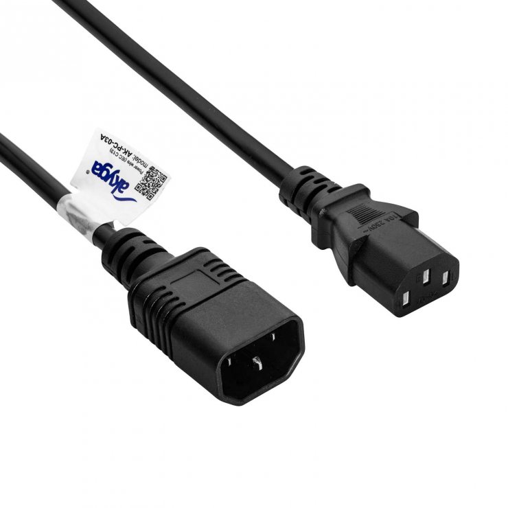 Imagine Cablu prelungitor alimentare IEC C13 la C14 CU 1.8m, Akyga AK-PC-03C