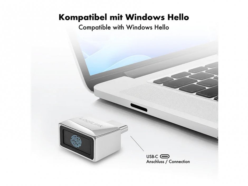 Imagine Cititor amprenta USB-C 2.0 metalic Negru, Logilink AU0066