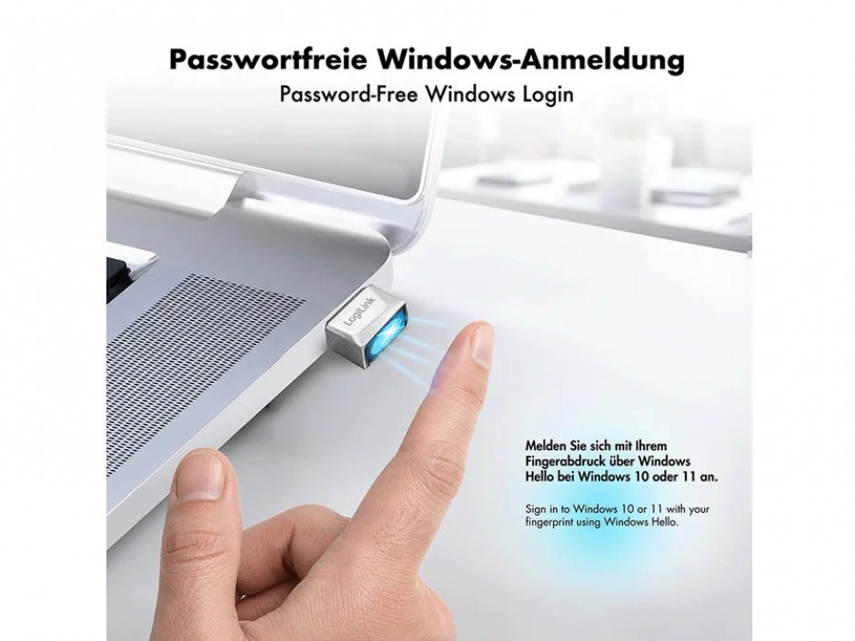 Imagine Cititor amprenta USB-C 2.0 metalic Negru, Logilink AU0066