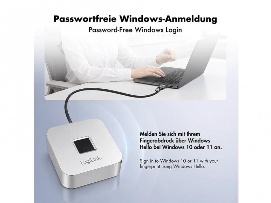 Imagine Cititor amprenta USB-C/USB-A MOH metalic Negru, Logilink AU0067