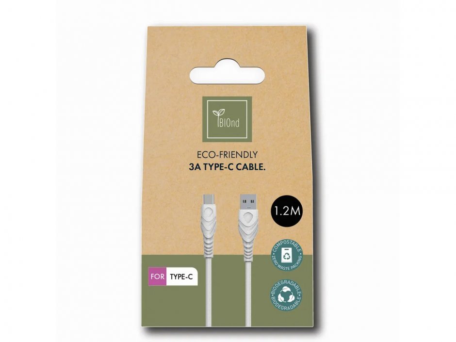 Imagine Cablu USB 2.0-A la USB type C T-T 3A 1.2m, BIOnd BIO-12-TC
