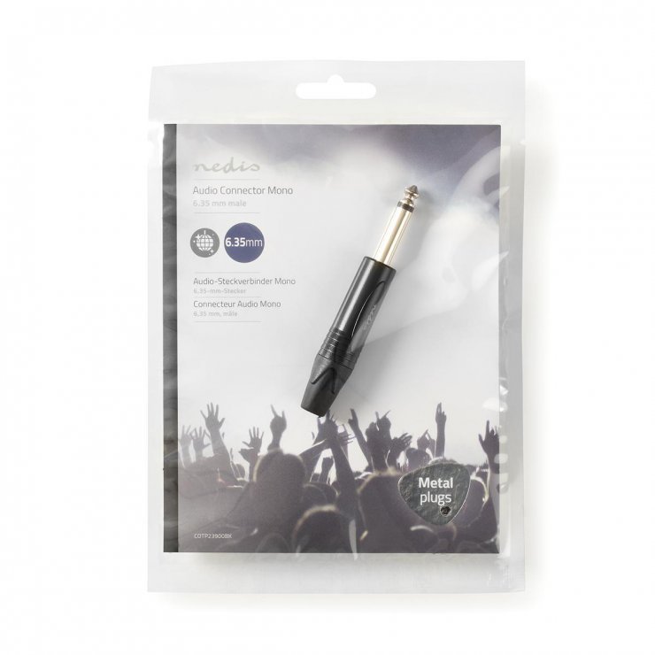 Imagine Conector audio jack mono 6.35mm tata, Nedis COTP23900BK