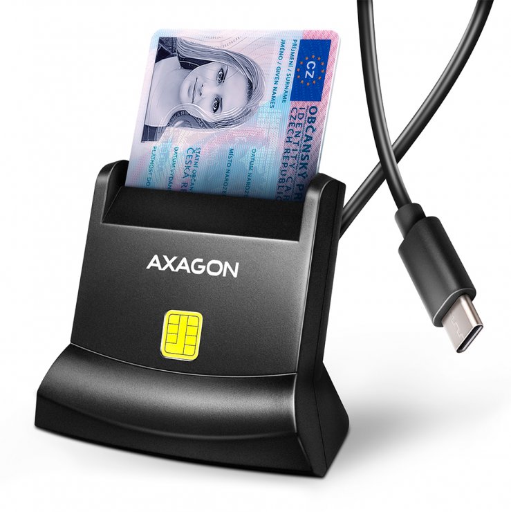 Imagine Cititor de carduri USB type C la Smart card/carte identitate, Axagon CRE-SM4NC