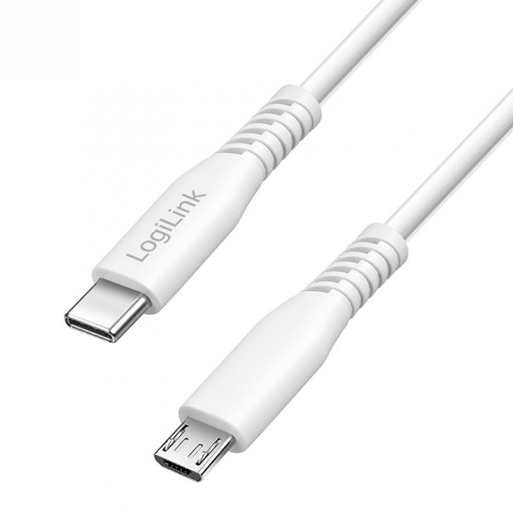 Imagine Cablu micro USB 2.0 la USB type C T-T 0.3m Alb, Logilink CU0240