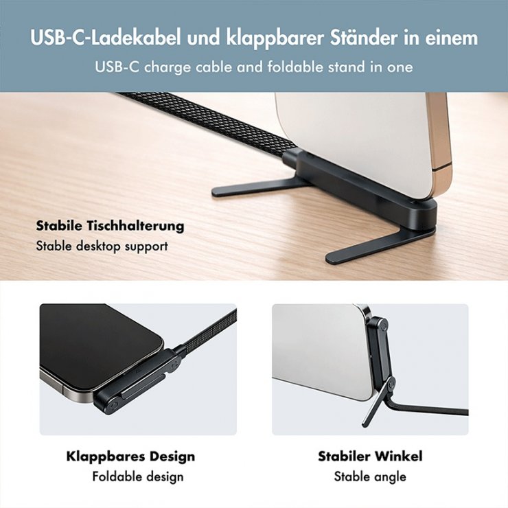 Imagine Cablu USB 2.0 type C la USB type C 240W cu stand T-T 1.5m brodat Negru, Logilink CU0450