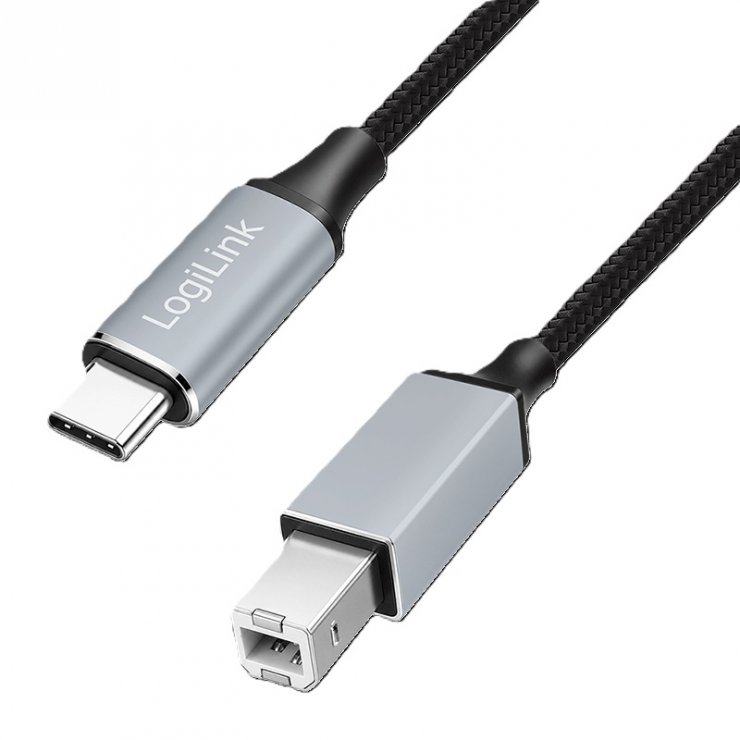 Imagine Cablu USB 2.0 type C la USB-B T-T 3m Negru, Logilink CU0516