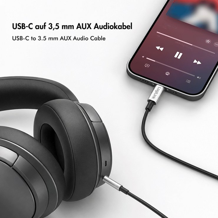 Imagine Cablu audio USB type C la jack stereo 3.5mm DAC 1m Negru, Logilink CUA0150
