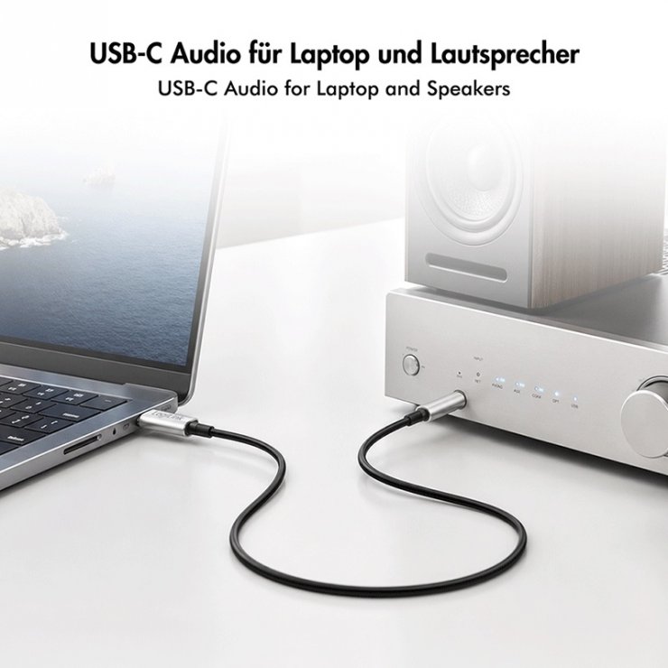 Imagine Cablu audio USB type C la jack stereo 3.5mm DAC 1m Negru, Logilink CUA0150