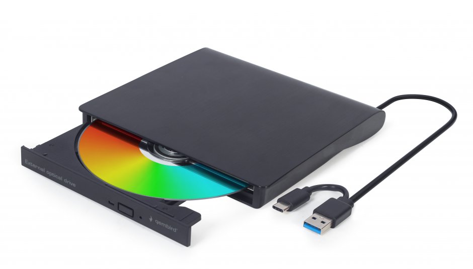 Imagine DVD-RW extern la USB-A/USB type C Negru, Gembird DVD-USB-031
