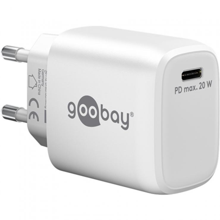 Imagine Incarcator priza 1 x USB-C PD GaN 20W Alb, Goobay G65406