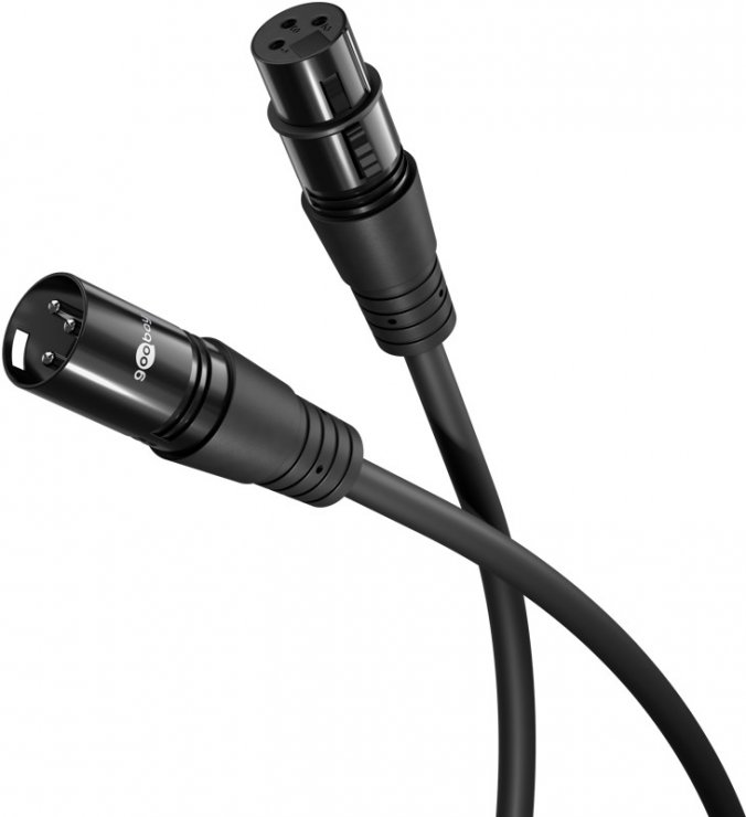 Imagine Cablu prelungitor audio XLR 3 pini T-M 1m Negru, Goobay G80028