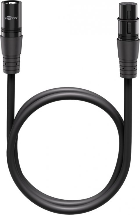 Imagine Cablu prelungitor audio XLR 3 pini T-M 1m Negru, Goobay G80028