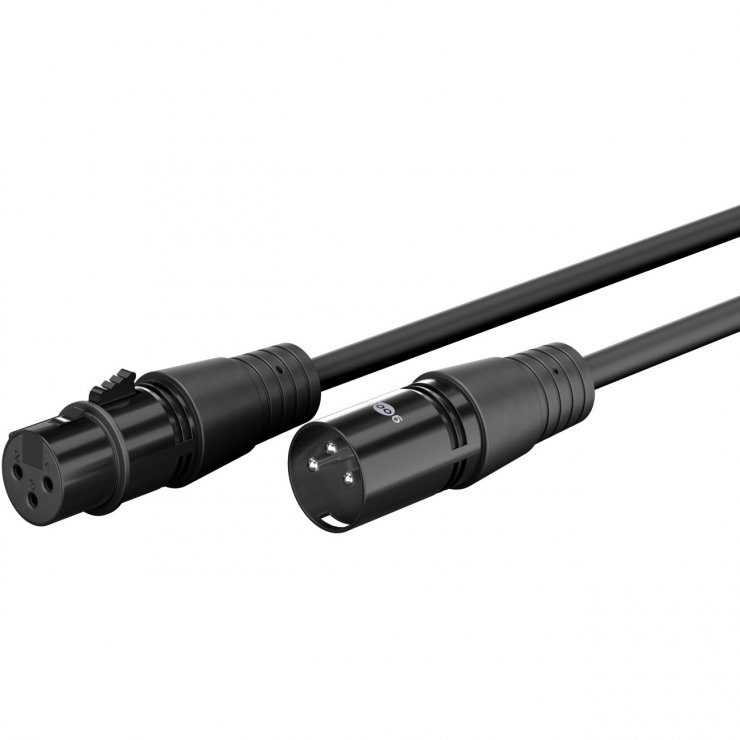 Imagine Cablu prelungitor audio XLR 3 pini T-M 1m Negru, Goobay G80028