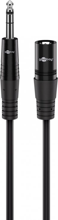 Imagine Cablu audio XLR 3 pini la jack stereo 6.35mm T-T 1m Negru, Goobay G80049