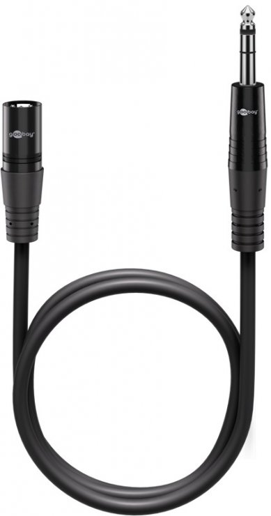 Imagine Cablu audio XLR 3 pini la jack stereo 6.35mm T-T 5m Negru, Goobay G80053