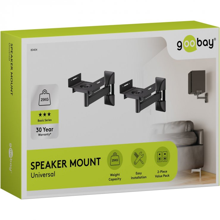 Imagine Set 2 buc suport universal boxe montare perete Negru, Goobay G80404