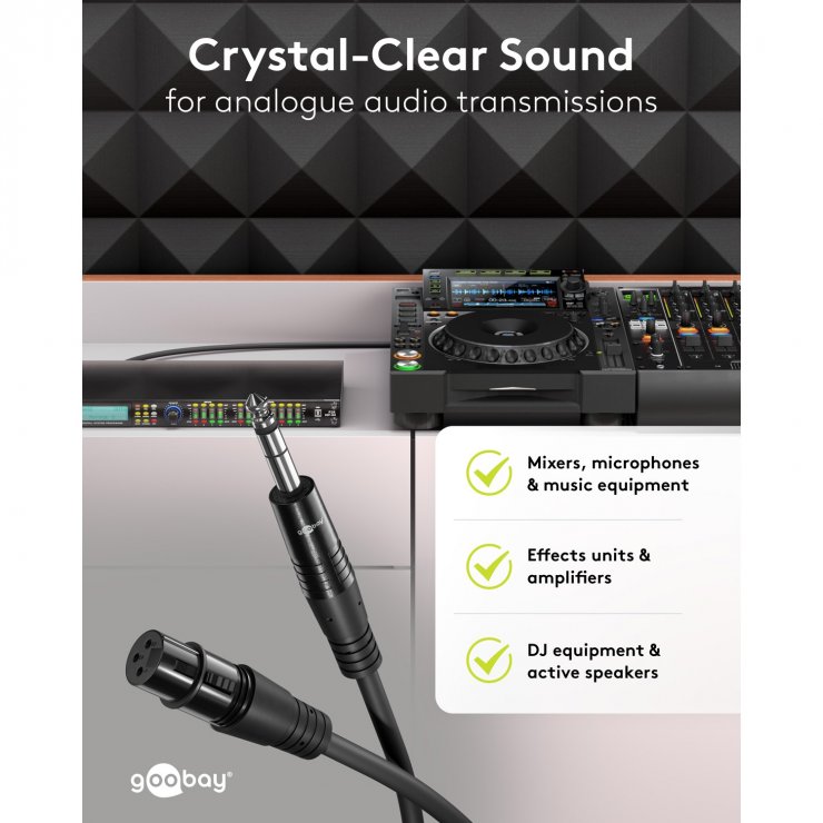 Imagine Cablu audio XLR 3 pini la jack mono 6.35mm M-T 1m, Goobay G80797