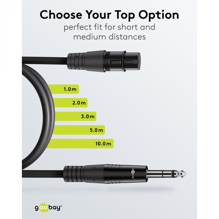 Imagine Cablu audio XLR 3 pini la jack mono 6.35mm M-T 1m, Goobay G80797