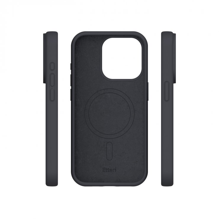 Imagine Husa pentru iPhone 15 Pro Max compatibil MagSafe Silicon Negru, Etteri Silicone Mag