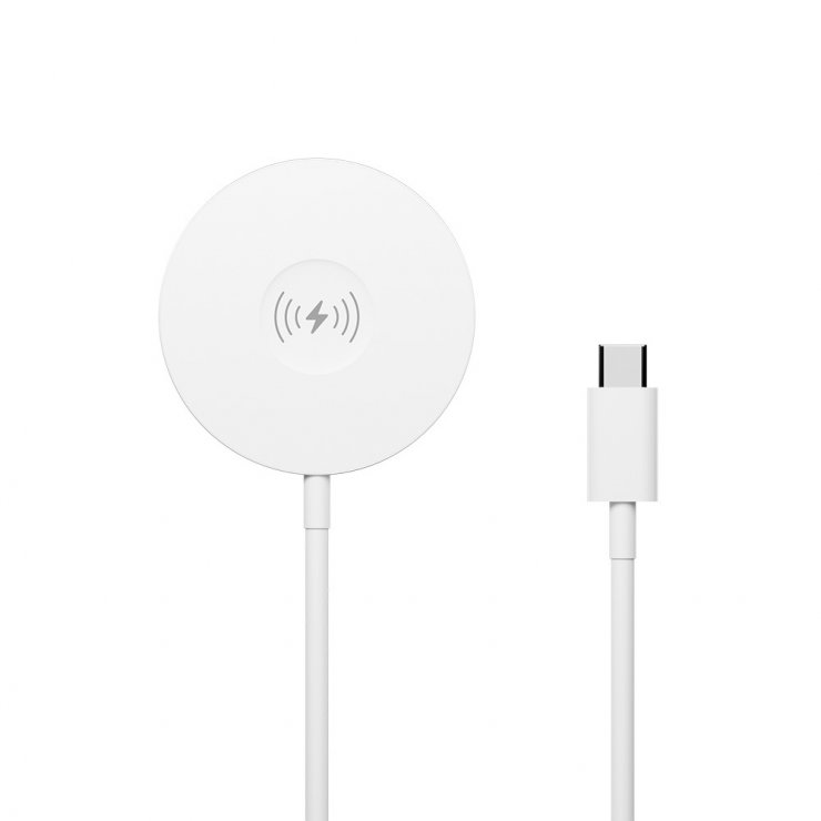 Imagine Incarcator magnetic wireless la USB type C 15W 1m Alb, MAWC-400
