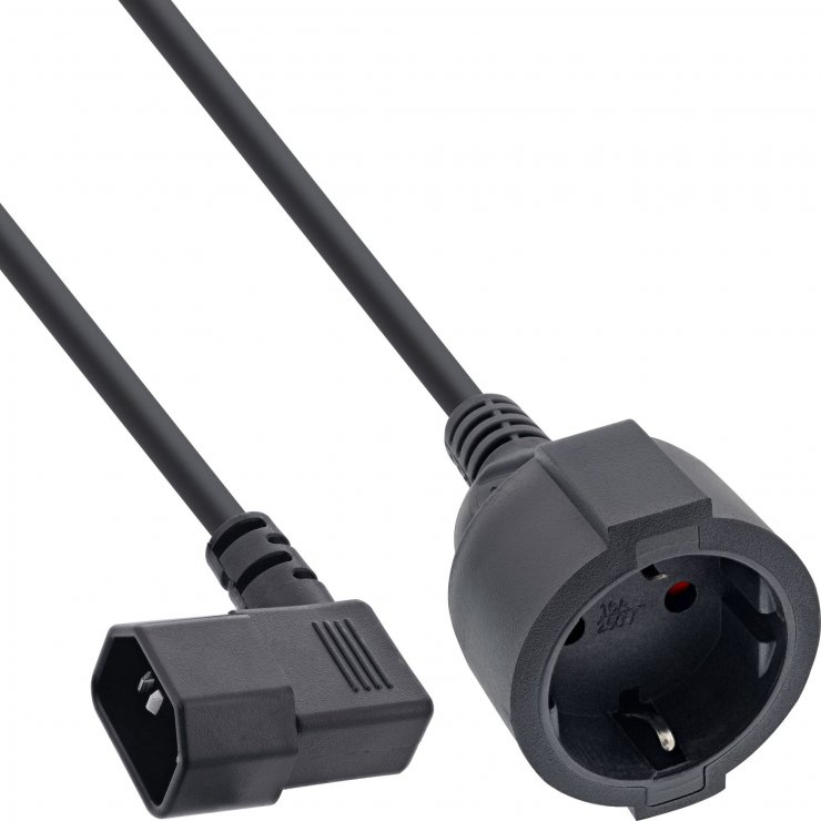 Imagine Cablu prelungitor pentru UPS C14 la Schuko unghi/drept 2m, InLine IL16759L