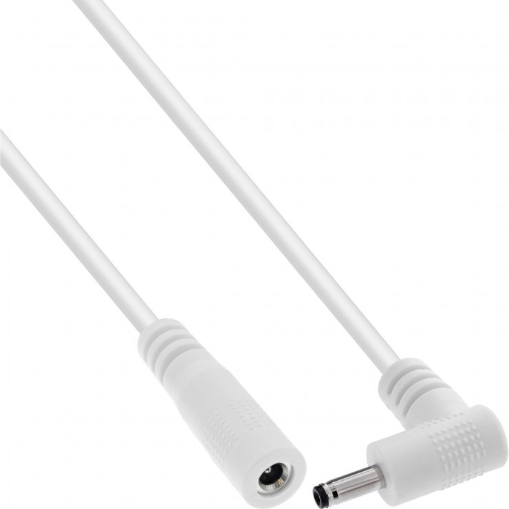 Imagine Cablu prelungitor alimentare DC 3.5x1.35mm M-T drept/unghi 2m Alb, InLine IL26902Q