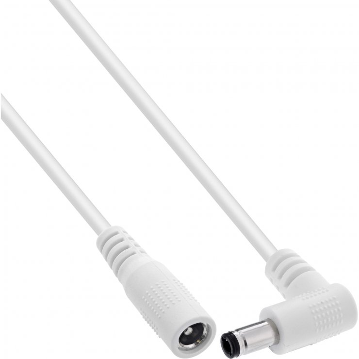 Imagine Cablu prelungitor alimentare DC 5.5x2.1mm M-T drept/unghi 0.2m Alb, InLine IL26906M