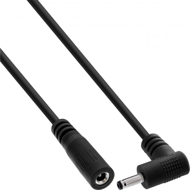 Imagine Cablu prelungitor alimentare DC 3.5x1.35mm M-T drept/unghi 0.2m Negru, InLine IL26906P