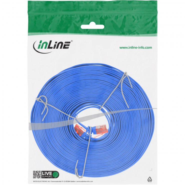 Imagine Cablu de retea RJ45 flat Cat.6 UTP 10m Albastru, InLine IL71600B