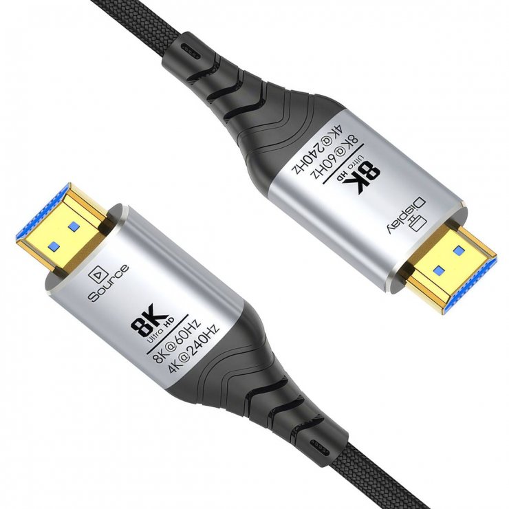 Imagine Cablu Ultra High Speed HDMI AOC 8K60Hz/4K240Hz brodat 10m Negru, kphdm21c10