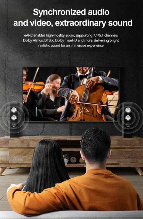 Imagine Cablu Ultra High Speed HDMI AOC 8K60Hz/4K240Hz brodat 15m Negru, kphdm21c15