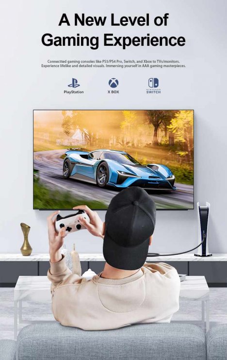 Imagine Cablu Ultra High Speed HDMI AOC 8K60Hz/4K240Hz brodat 10m Negru, kphdm21c10
