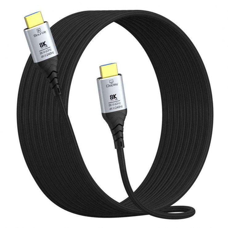 Imagine Cablu Ultra High Speed HDMI AOC 8K60Hz/4K240Hz brodat 30m Negru, kphdm21c30
