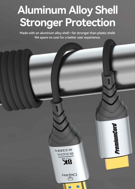 Imagine Cablu Ultra High Speed HDMI AOC 8K60Hz/4K240Hz brodat 15m Negru, kphdm21c15