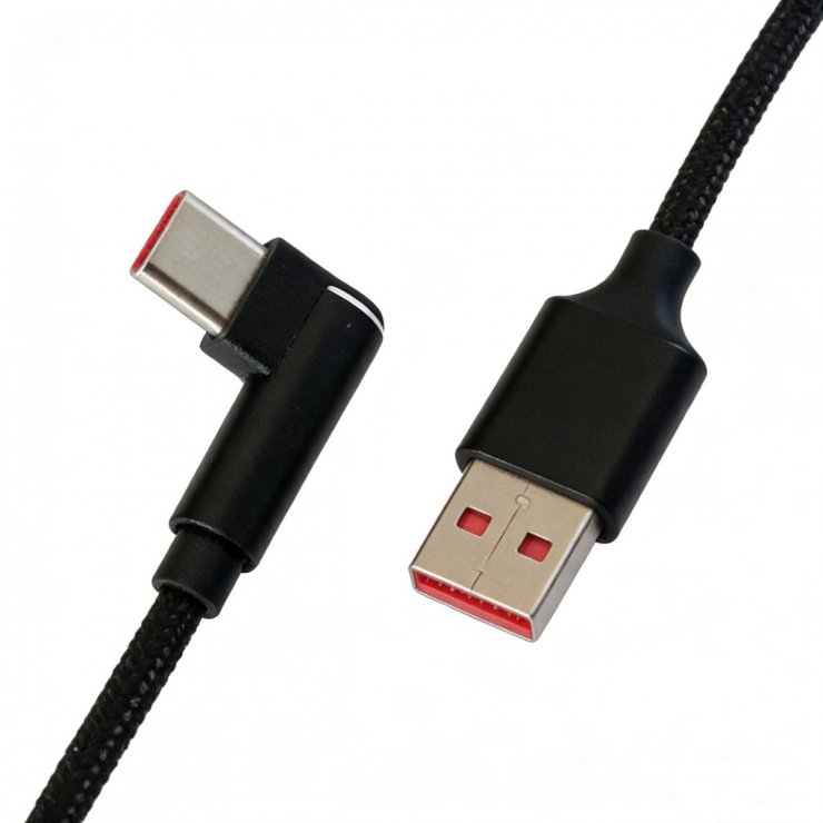 Imagine Cablu USB-A 2.0 la USB type C drept/unghi 90 grade 3A 0.5m, ku31czm05