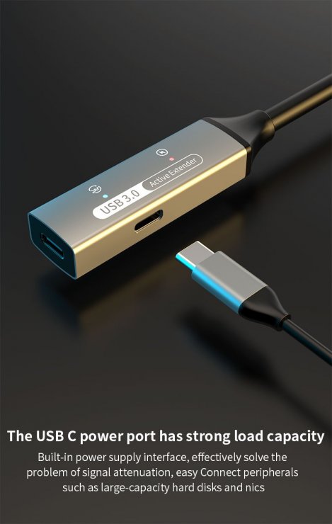 Imagine Cablu prelungitor USB 3.2 type C activ cu alimentare T-M 20m, ku31rep20al