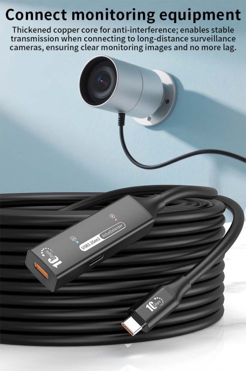 Imagine Cablu prelungitor USB type C 10Gbps activ M-T 10m, ku31rep10bl