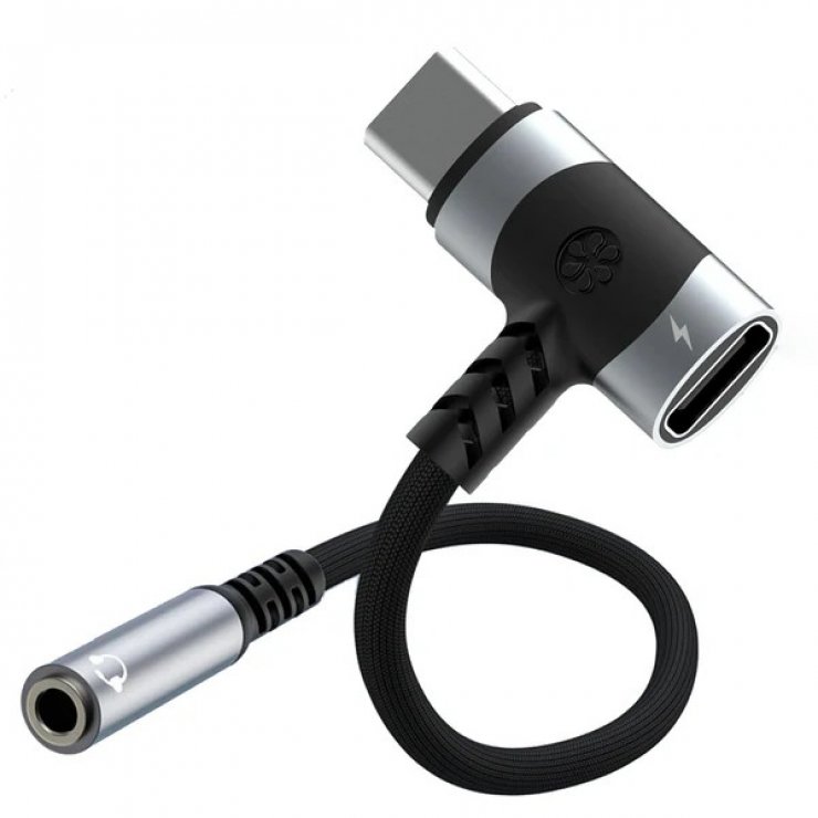 Imagine Adaptor audio USB type C la jack 3.5mm DAC T-M + alimentare USB-C brodat 12cm, ku31zvuk05